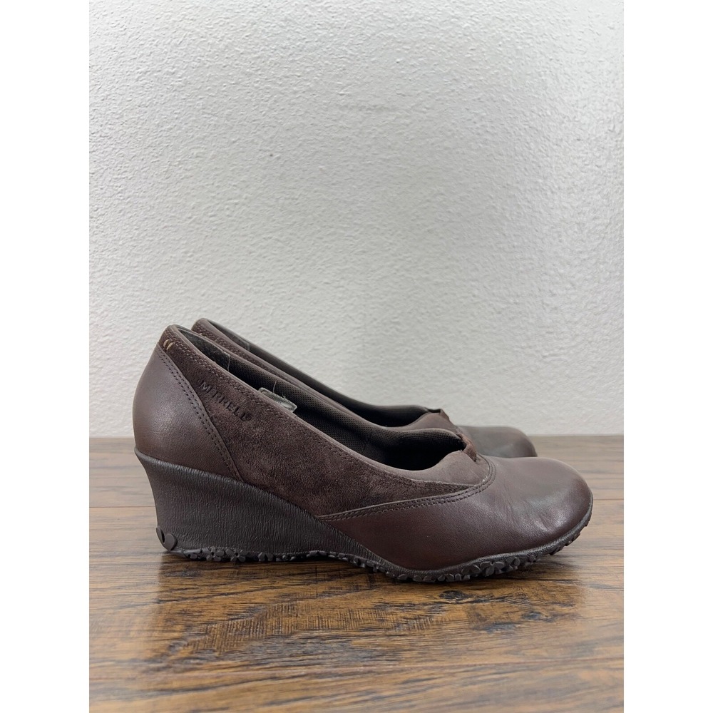 Merrell‎ Women's Size 7 Lotus Roast Brown Leather Comfort Wedge Shoes
